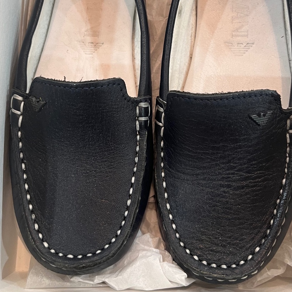 Armani Junior Navy Slip On Boys Shoes - Eur 29/ US 11.5